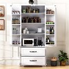 LunaLulinlk Farmhouse Kitchen Pantry Cabinet with 2 Large Drawers,Embossed Texture Freestanding Cupboard Cabinet - 2 of 4