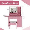Vanity Desk with LED Mirror Lights and Power Outlet Charging Station, Makeup Dressing Table w/ 3 Drawers, 7 Shelves and Storage Stool - 2 of 4