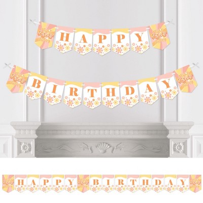 Big Dot of Happiness Stay Groovy - Hippie Birthday Party Bunting Banner - Party Decorations - Happy Birthday