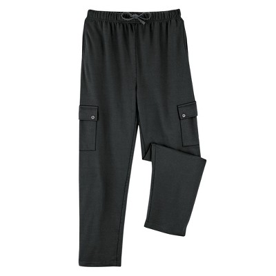Collections Etc Men's French Terry Drawstring Waist Cargo Pants