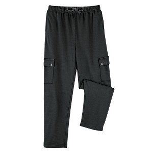 Collections Etc Men's French Terry Drawstring Waist Cargo Pants - 1 of 4