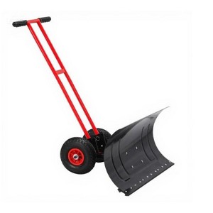 Metal Snow Shovel, 30" Heavy-Duty Snow Pusher with Wheels and Adjustable Handle, Suitable for Driveways, Doorways, and Sidewalks - 1 of 4