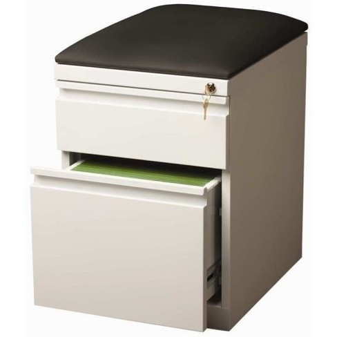 Steel 2 Drawer Faux Leather Top File Cabinet In White Pemberly Row Target