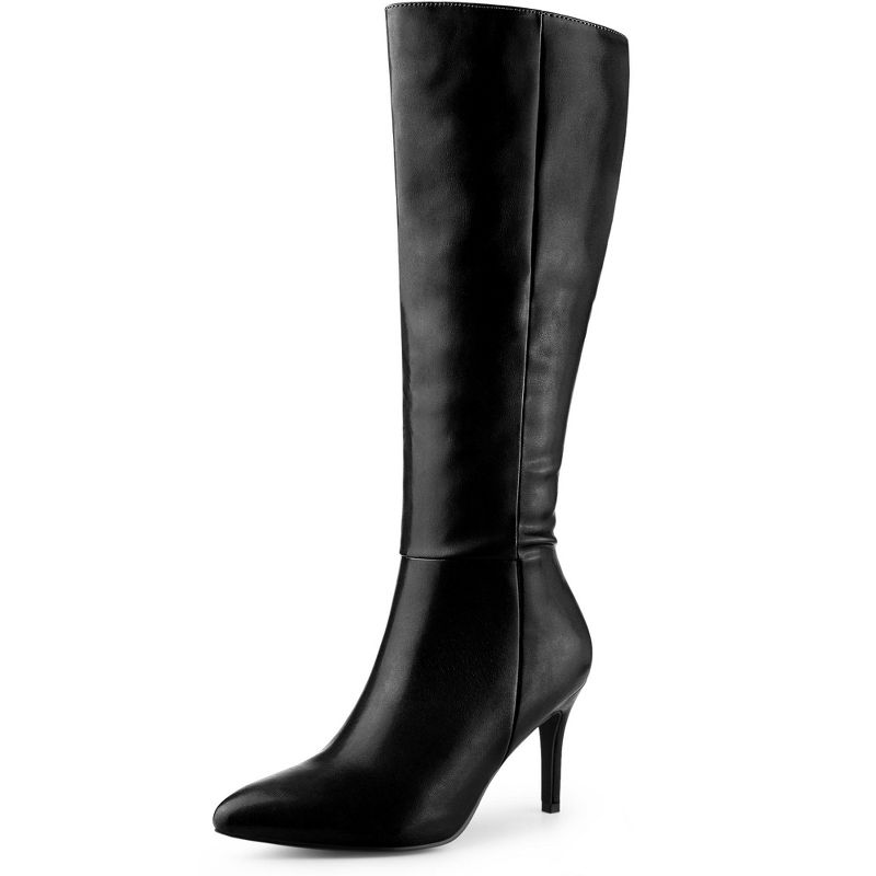 Perphy Women's High Heels Pointed Toe Stiletto Heel Knee High Boots, 1 of 7
