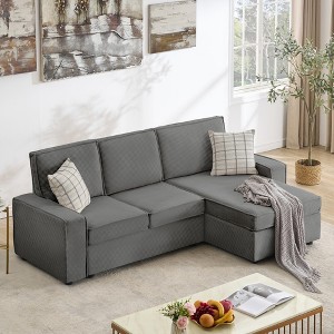 ODK L-Shaped Modular Sectional Sofa, Deep Seated Cloud Couch, Modern Corduroy Couch, Convertible Sofa Lounge, Upholstered Couches for Living Room - 1 of 4