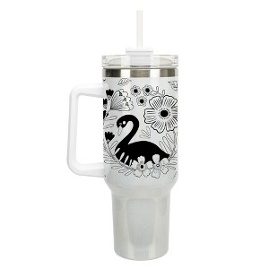 Elanze Designs Regal Swan Bird Flower Garden 40 oz. Stainless Steel, Large Water Bottle Coffee Mug, Spill & Leak Resistant, Thermal Travel Tumbler - 1 of 1