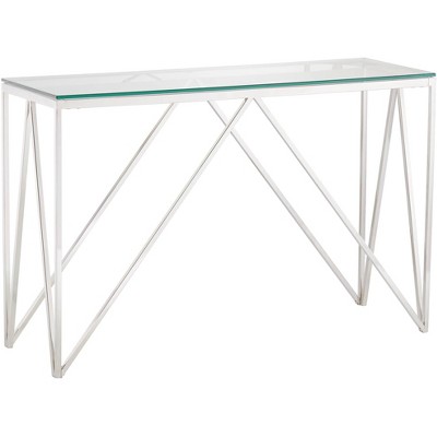 55 Downing Street Luxor 47 1/4" Wide Chrome and Glass Modern Console Table