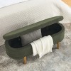 GlasFlength Ottomans and Benches Portable Oval Storage Bench with Rubber Wood Legs Fashion Design for Living Spaces, Green, 46.65"*18.11"*7.88" - 4 of 4