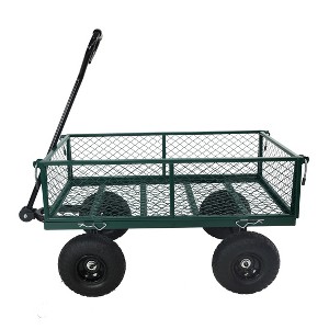 Grungis 40"H Heavy Duty Wagon Storage Cart,Shopping Cart with Metal Material,Utility Cart with Inflatable Tires for Camping,Shopping,Yellow+Black - 1 of 4
