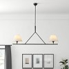Dewdrop Modern Farmhouse 2-Light Chandelier Black Linear Pendant Fixture with White Lampshades for Dining Living Room - 4 of 4