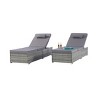 Outdoor Recliner Set of 2,Rattan Recliners With Adjustable Backrest,Table And Cushion,Recliner With Storage For Poolside-Cuddlewood - 3 of 4