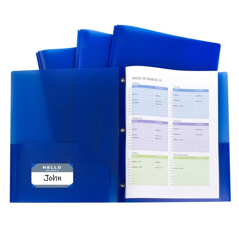 C-Line® Two-Pocket Heavyweight Poly Portfolio Folder with Prongs, Blue, 10 Per Pack, 2 Packs, 2 of 4