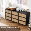 Rattan 9 Drawer Dressers for Bedroom, Tall Dresser with Deep Drawers, Large Chest of Drawers for Closet with Wide Top, Long Wooden Dresser - 3 of 4