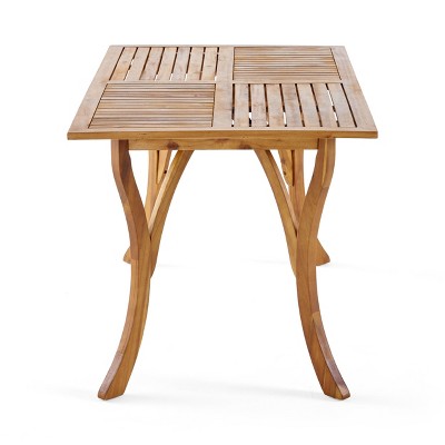 Teak Finish Acacia Wood Outdoor Rectangular Dining Table