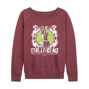 Women's - Disney - Maleficent Punk Lightweight French Terry Wide Neck Long Sleeve Shirt - 1 of 4