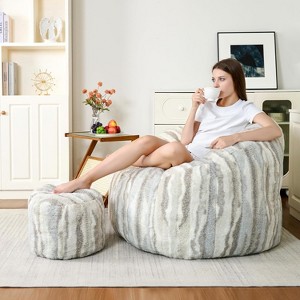 Hooseng Bean Bag Chair with Ottoman, Floral Shaped Bean Bag Sofa with Dutch Velvet Cover & Memory Foam Filler for Adults, Bedroom, Living Room, Dorm - 1 of 4