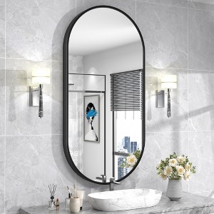 Apmir Oval High-Strength Tempered Glass and Aluminum Alloy Framed French Cleat Mounted Wall Decor Bathroom Vanity Mirror with 5-Year Warranty - 1 of 4