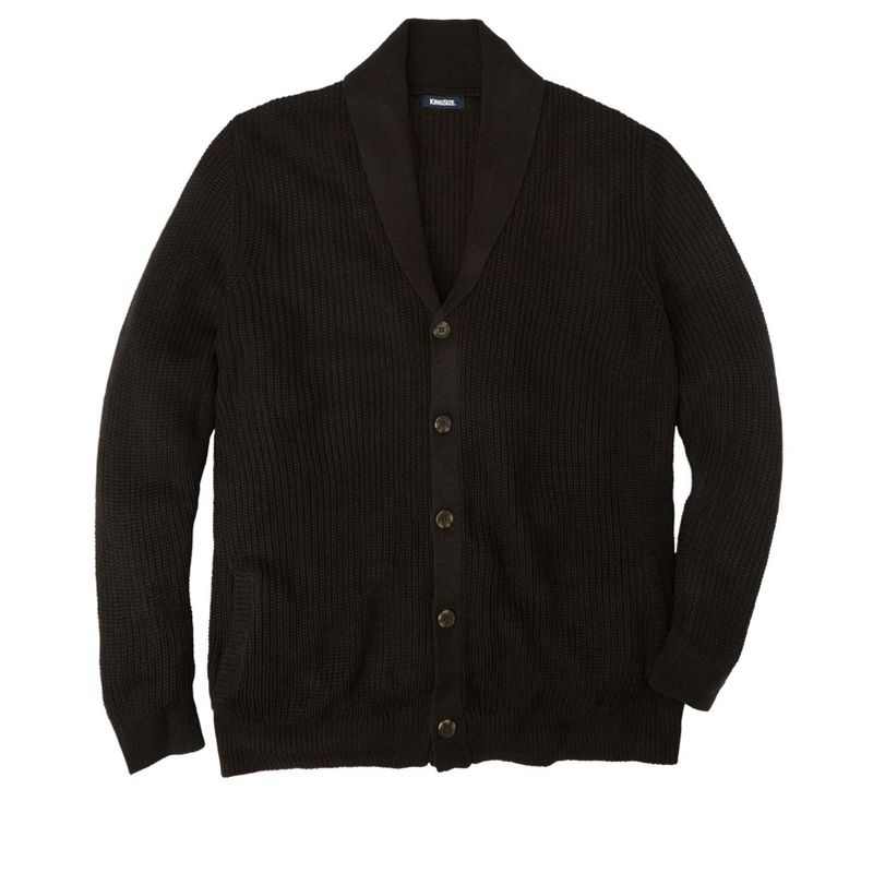 KingSize Men's Big & Tall Shaker Knit Shawl-Collar Cardigan Sweater, 1 of 2