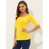 INSPIRE CHIC Women's Half Sleeves Scoop Neck Fitted Layering Soft T-Shirt - 3 of 4