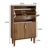 GDFStudio Mid-Century Modern Shoe Storage Cabinet with 2 Flip Doors and Metal Handles - 3 of 4