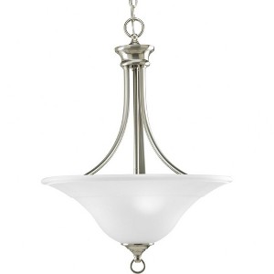 Progress Lighting Trinity Collection 3-Light Hall and Foyer Fixture, Brushed Nickel, Etched Glass Shade - 1 of 2