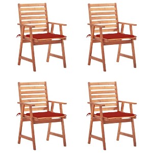 vidaXL Patio Dining Chairs 4 pcs with Cushions Solid Acacia Wood - 1 of 4