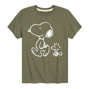 Boys' - Peanuts - I'll Follow You Snoopy & Woodstock Short Sleeve Graphic T-Shirt - 1 of 4