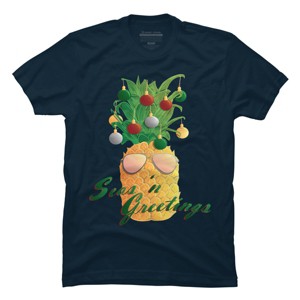Men's Design By Humans Christmas Pineapple By Desdymona T-Shirt - 1 of 4