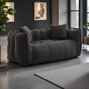 Chenille 2-Seater Beanbag Chair with Soft Foam Core - 1 of 4