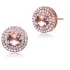 Guili Round Stud Earrings in Sterling Silver with CZ and Morganite Stones, in Silver or Rose Gold – Subtle Glam for Everyday Elegance - 3 of 3