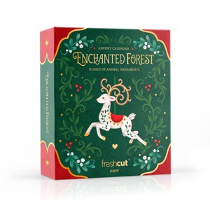 FreshCut Paper 7" 12ct Enchanted Forest 3D Pop Up Greeting Cards with Paper Animal Ornaments Advent Calendar - 1 of 4