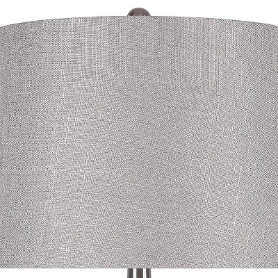 Flint 30" Brushed Nickel Table Lamps with Gray Linen Shades and USB Ports - Set of 2