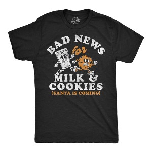 Mens Funny T Shirts Its A Bad Day For Milk And Cookies Sarcastic Christmas Graphic Novelty Tee For Men - Crazy Dog Men's T Shirt Gift For Christmas - 1 of 4