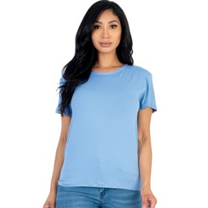 Slickblue Women's Basic Short Sleeve T-Shirt, Stretch Jersey Knit, Casual Everyday Fit, 10 Color Options, Size S-L - 1 of 4