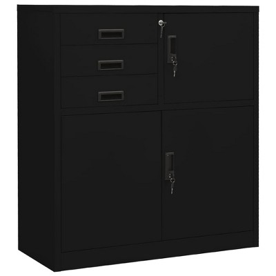 VidaXL Office Cabinet Black 35.4 in.x15.7 in.x40.2 in. Steel