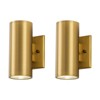LLHZSY 7"H Cylinder Modern LED Dimmable Outdoor Wall Sconce Light Fixture in Gold-Set of 2 - 4 of 4