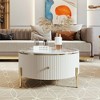 Okak 31.5" Modern Round Coffee Table Accent Table with 2 Large Drawers Storage for Living Room/Office, Space-Saving - 3 of 4