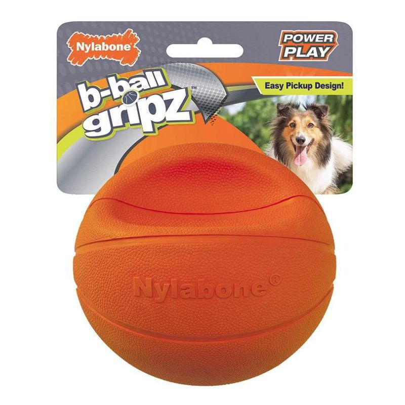 Nylabone Power Play B-Ball Grips Basketball Medium 4.5" Dog Toy, 1 of 4