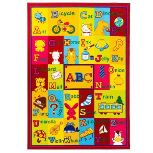 Home Mart Goods Multi Color ABCs Educational / Pink Butterflies Reversible Fun Kids Area Rug - 1 of 4