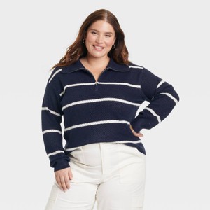Women's Quarter Zip Collared Pullover Sweater - Universal Thread™ - 1 of 3
