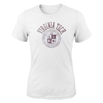 NCAA Virginia Tech Hokies Girls' White Crew Neck T-Shirt