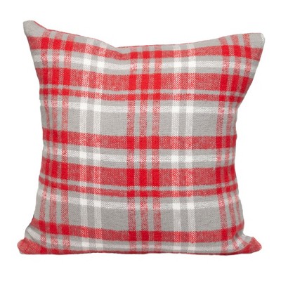 Parkland Collection,Transitional Plaid White Square 16" X 16" Pillow