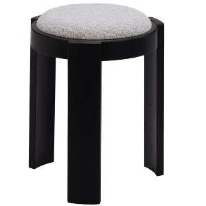 Ottoman 18.9"H Misty Gray – Textured Polyester Upholstery with Painted Birch Wood Frame, Modern Indoor Accent by Zuo Modern - 1 of 4