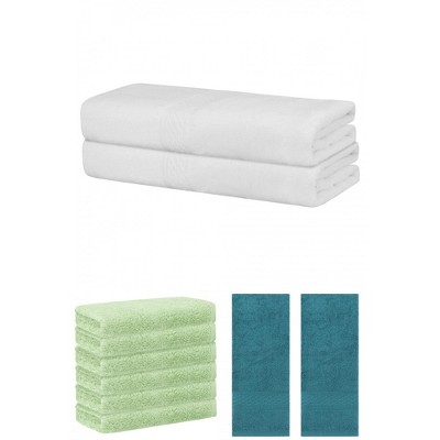 REGALWOVEN Absorbent Solid Bath Hand Face Cloths Cotton Towels 3 Piece Sets