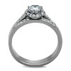 Slickblue Women’s CZ Halo Ring, Heart Center Stone, Accent Band, Polished Stainless Steel, Valentine’s Style, Size 5-11 - 3 of 4