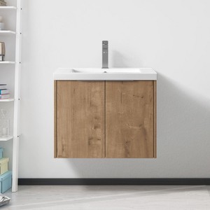NicBex Floating Bathroom Vanity with Sink,Bathroom Sink Vanity with Soft Close Doors,Modern Bathroom Sink Cabinet for Bathroom,Oak/Walnut - 1 of 4
