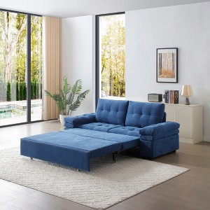 3-in-1 Teddy Sleeper Sofa, Pull-Out Couch Bed with Recliner & Armchair Function for Living Room, Apartment, Dorm - 1 of 4