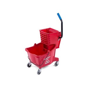 26-Quart Commercial Mop Bucket with Side-Press Wringer - Heavy-Duty Polypropylene Construction with Non-Marking Casters - 1 of 4