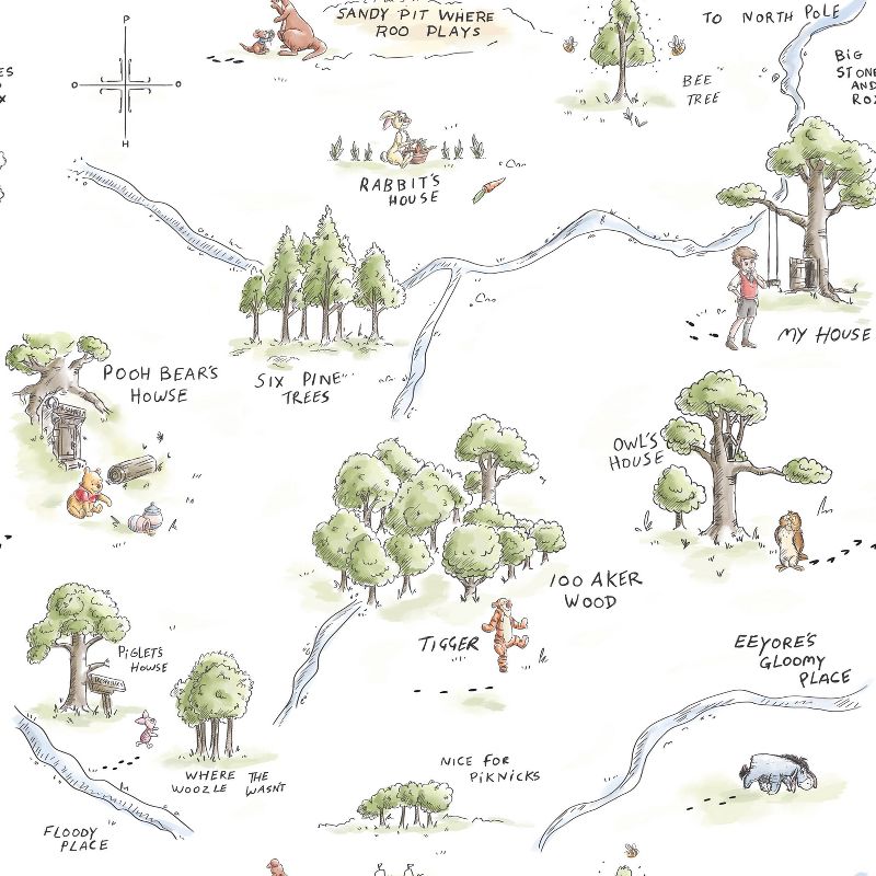 Winnie The Pooh 100 Acre Wood Map Peel And Stick Kids&#39; Wallpaper - RoomMates, 1 of 9