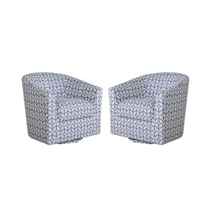 Set of 2 Liria Wooden Upholstered Barrel Chair for Livingroom with Metal Swivel Base | ARTFUL LIVING DESIGN - 1 of 4